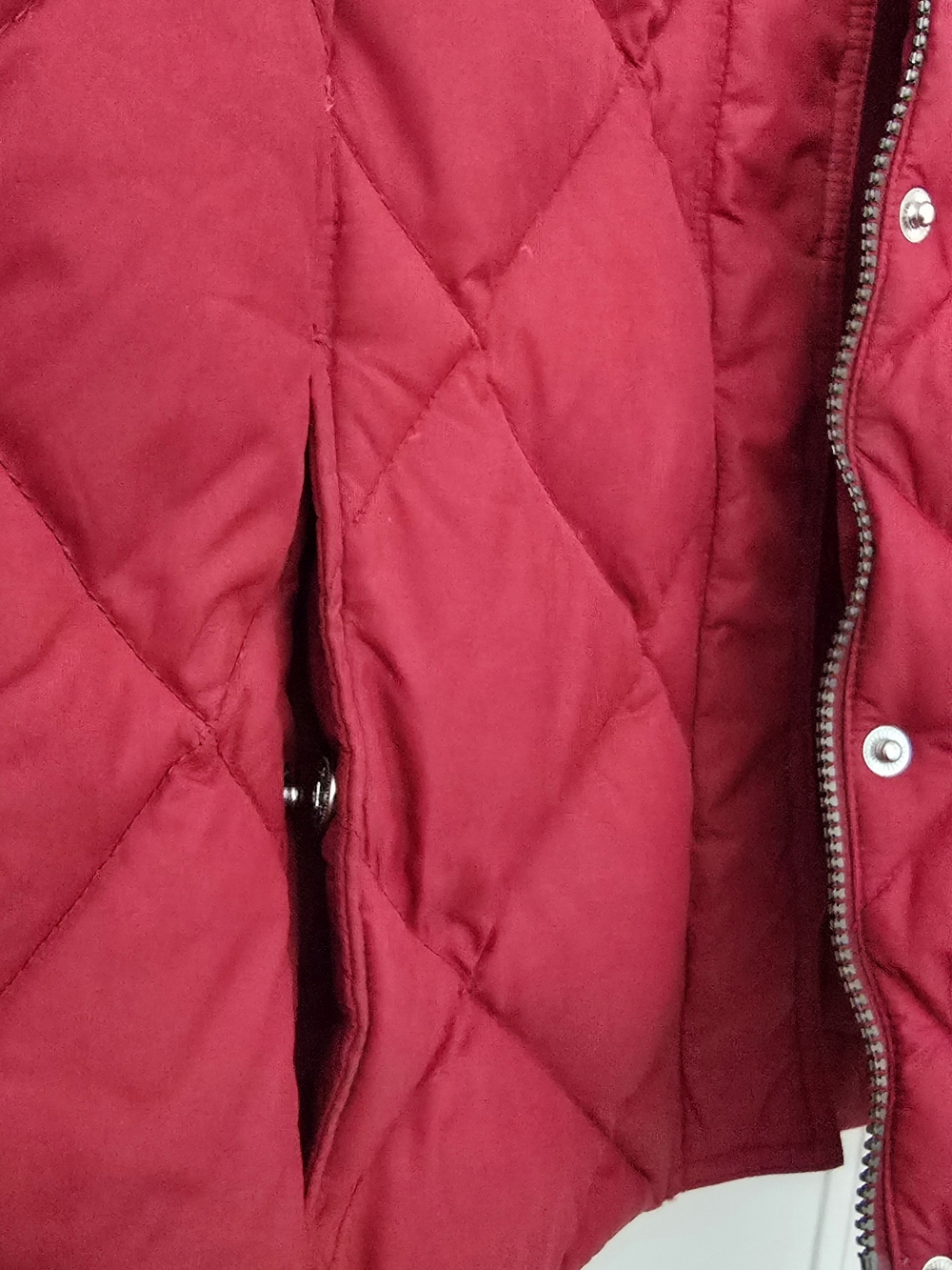 Eddie Bauer Red Quilted Diamond Puffer Jacket 700 Fill Power, Down Filled LP Euc - Picture 5 of 9